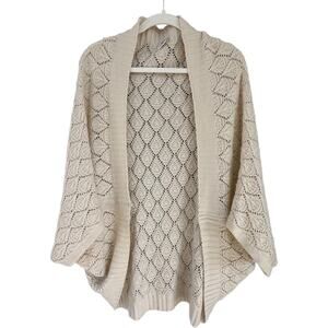 Open Knit Cardigan and Scarf, Cream